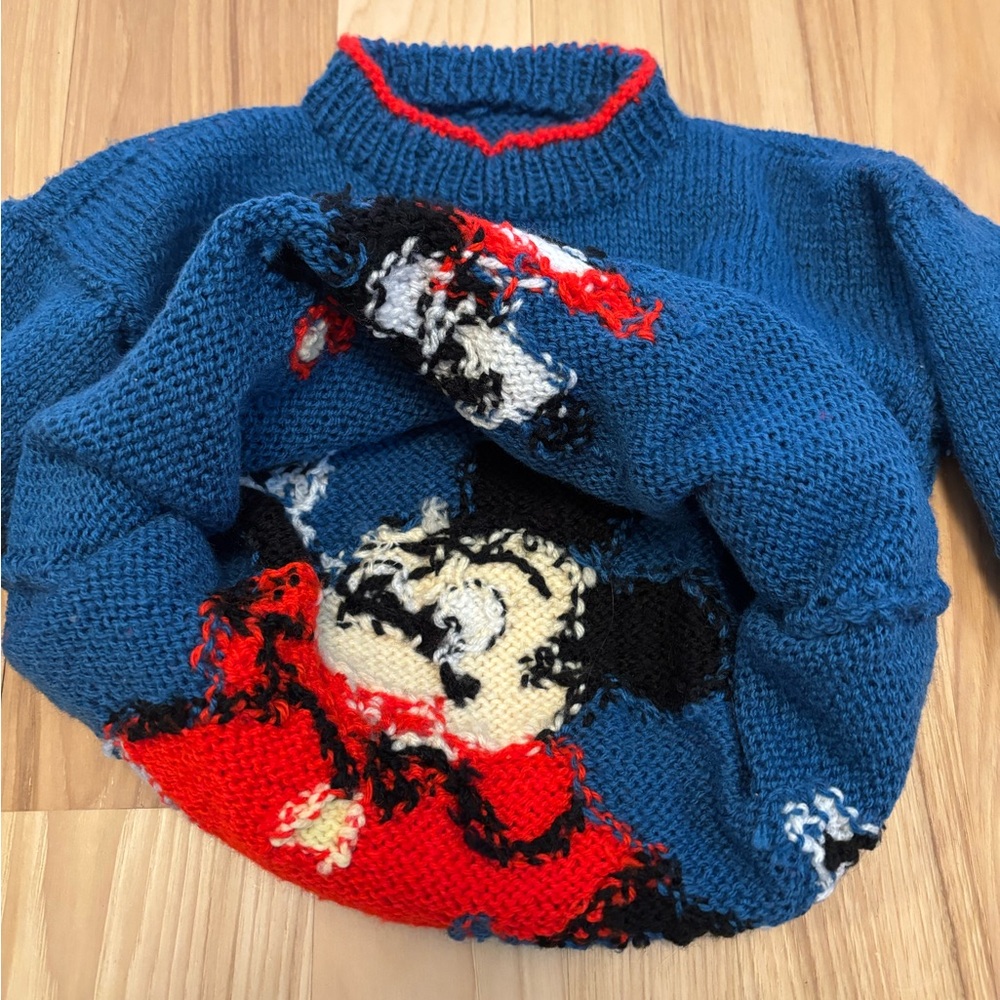 Blue Sweater with Disney Mickey and Minnie Character Design sz 3T Handmade - Picture 4 of 7